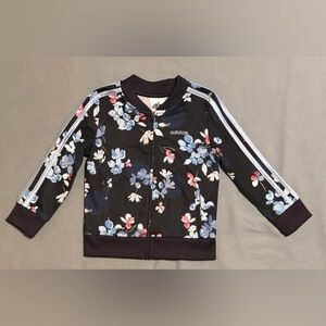 adidas Floral Zip Track Jacket with Blue & Pink Blooms